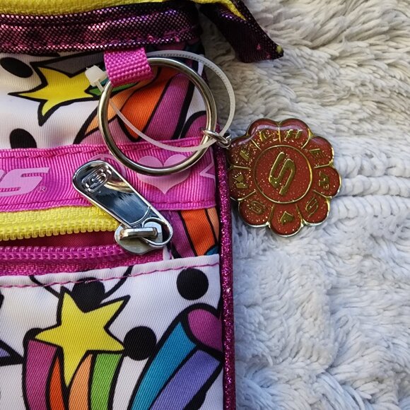 Skechers white/pink multicolor bohemian jovial peace crossbody bag with keyring - Picture 2 of 8